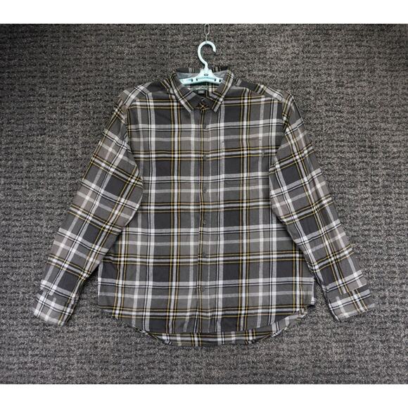 Eddie Bauer Shirt Mens 2XL Gray Plaid Flannel Cotton Cabincore Campcore Outdoor - Picture 1 of 11